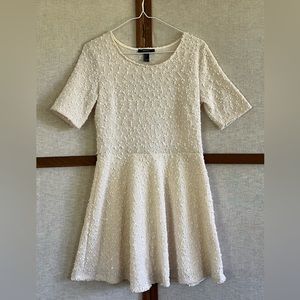 Forever 21 Cream Bouclette Sequin Skater Dress - Large